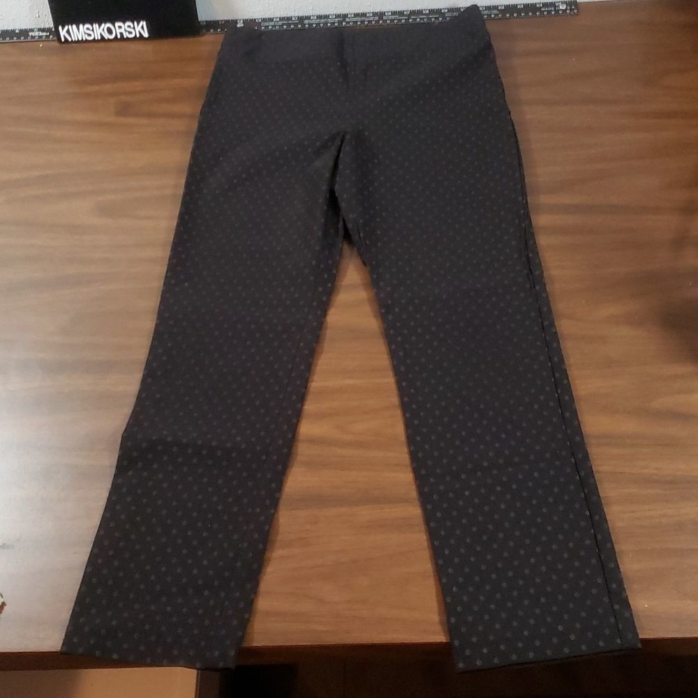Margaret M Polka Dot Straight Leg Slimming Pants Medium